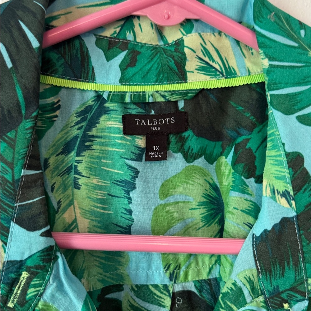 Talbots Green Leaf Print Shirt - Picture 2 of 3